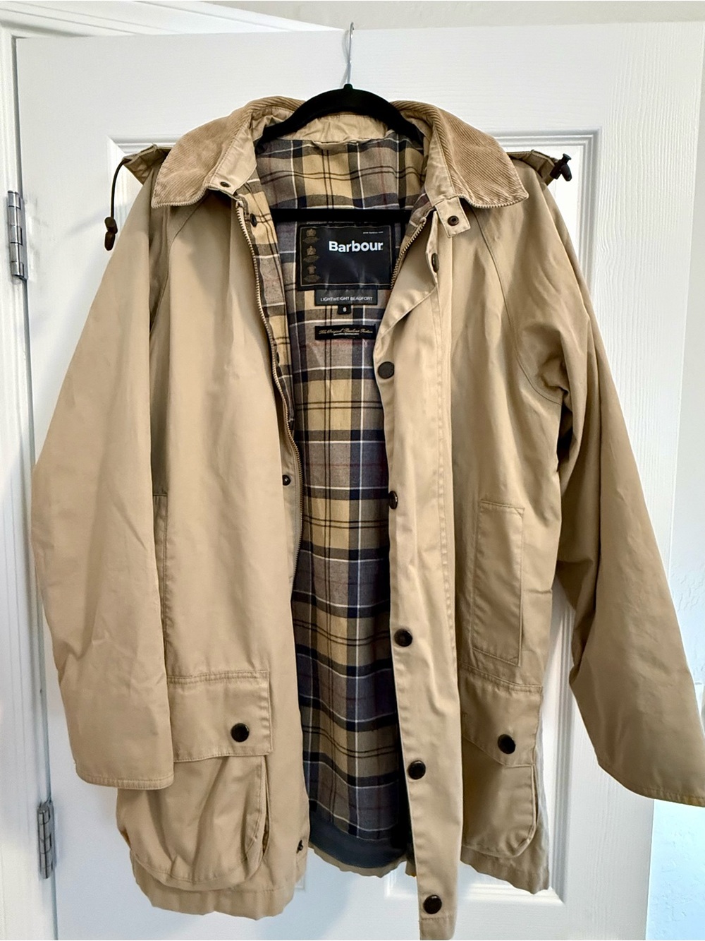 Barbour L/W Beaufort Jacket Men’s Small (S) - Tan/Beige - With Detachable Hood